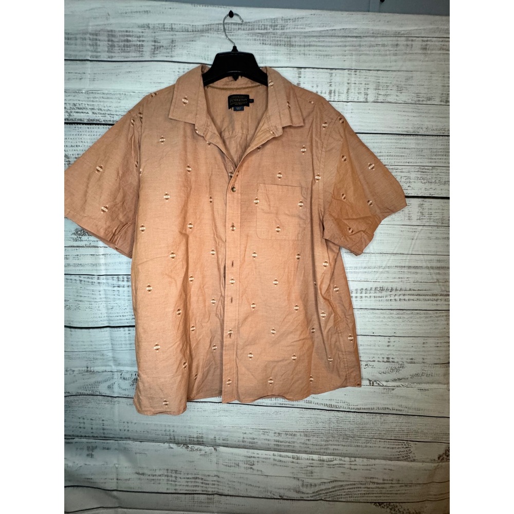 Pendleton Mens XXL Embroidered Diamond Short Sleeve Button Down Shirt Clay RA566
